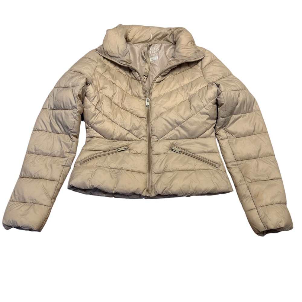Love Tree Ultra Light Packable Puffer Jacket Small Beige tan cream Quilted NWOT